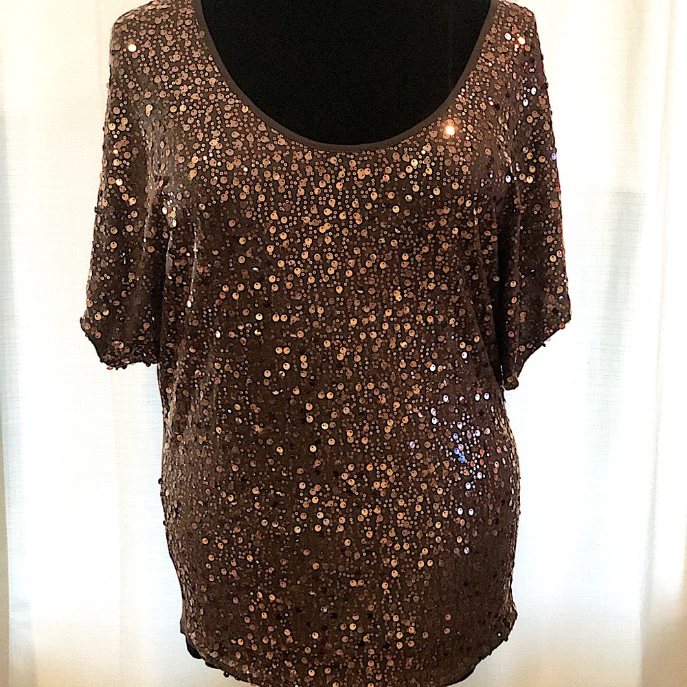 Remain sequin t-shirt - rose gold and grey